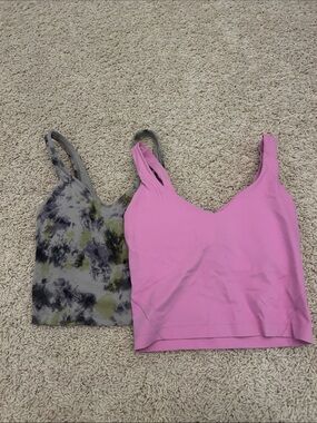 lululemon athletica Pink V-Neck Tank Top with Olive Tie-Dye Crop